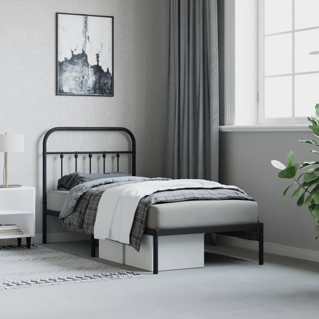 Vidaxl Metal Bed Frame With Headboard Single (3')